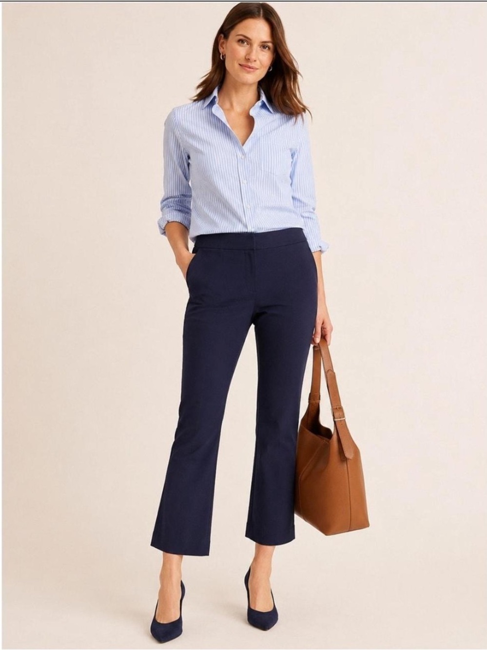 J.Crew Factory Navy Blue Kelsey Crop Flare Pants - Size 14 Coastal Minimalist